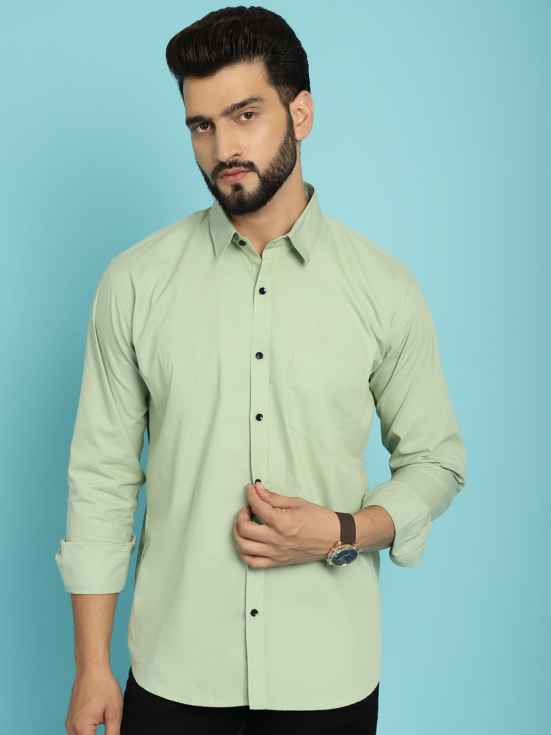 Men's Elevate Your Style with Our Green Casual Shirt