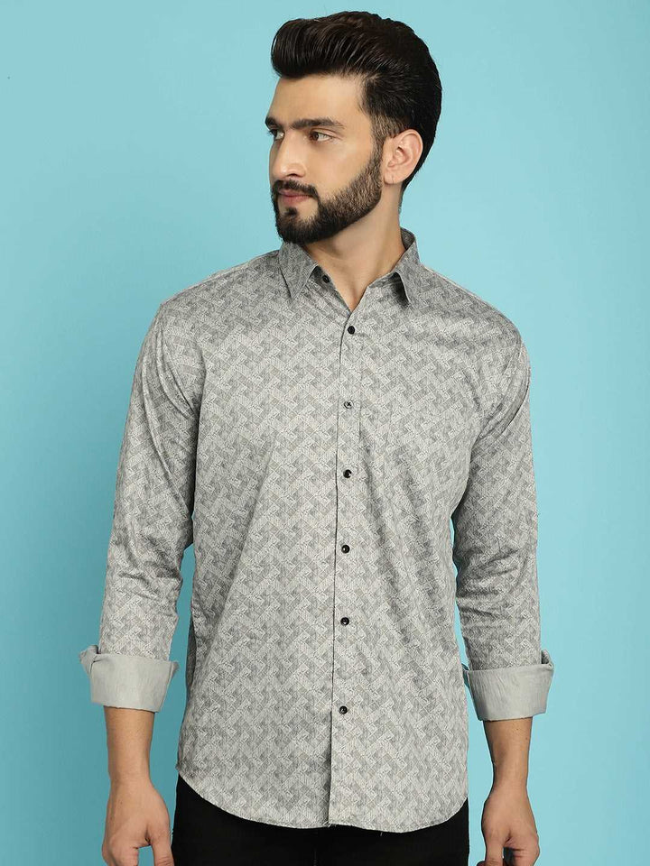 Contemporary Charisma Grey Printed Shirt for Men