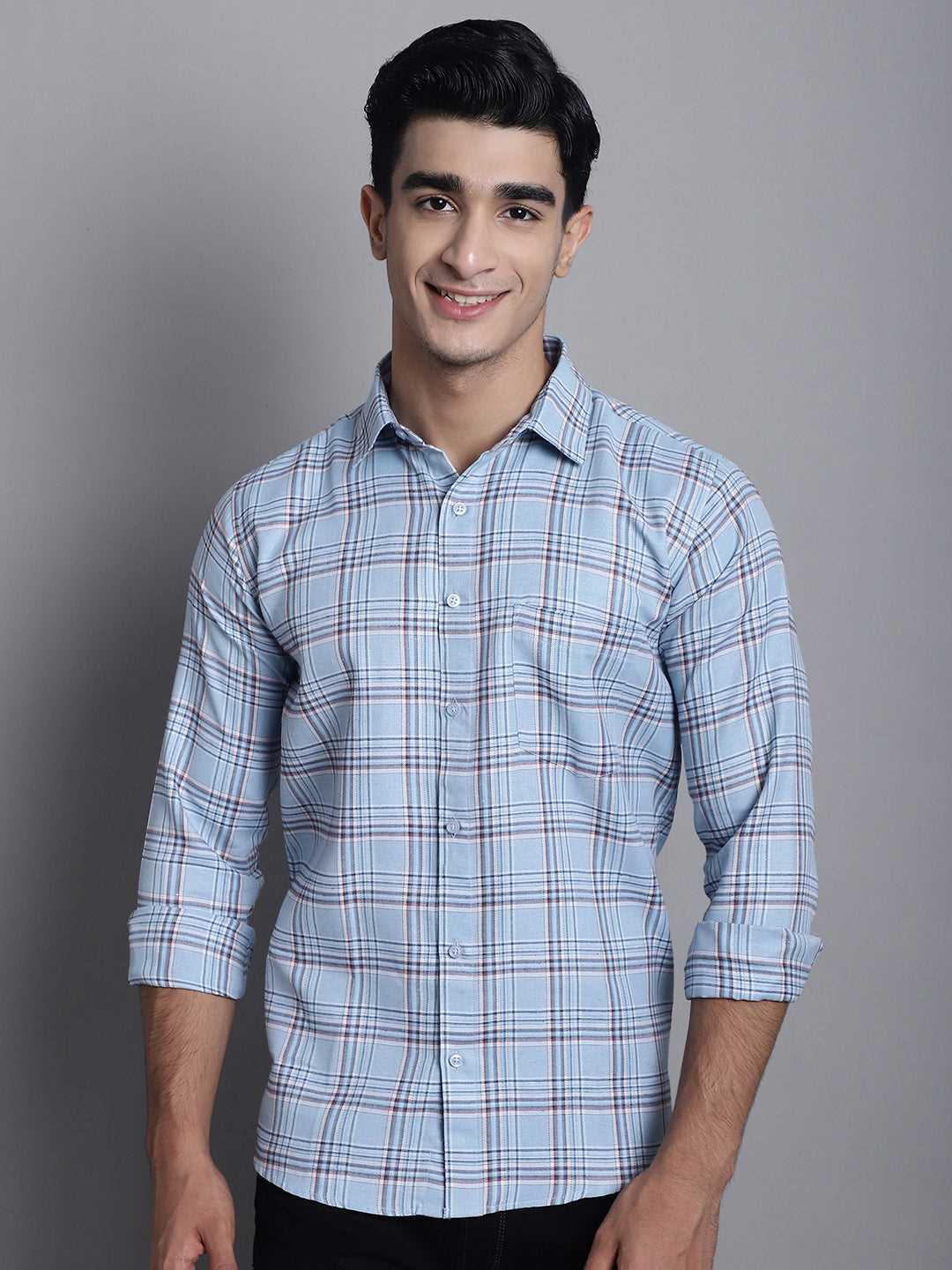 Men's Casual Cotton Checked Shirt