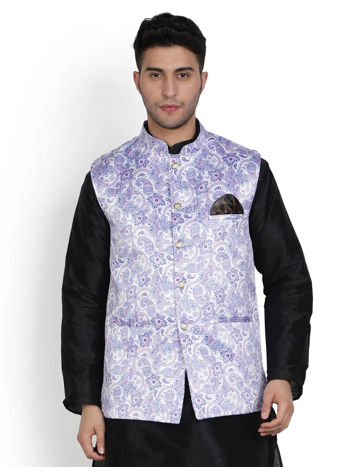 Royal Blue Reverie Unveil Style with Our Printed Modi Jacket for Men