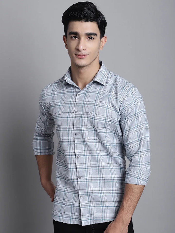 Sophisticated Simplicity Men's Grey Check Cotton Shirt – Classic Checks, Contemporary Style