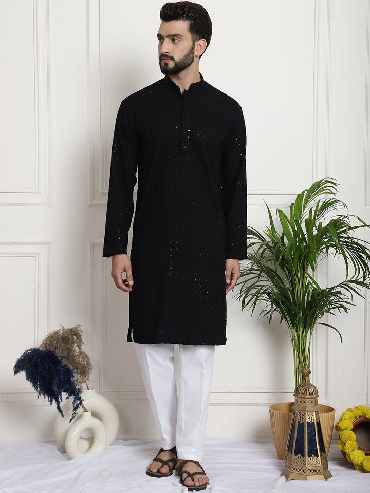 Men's Timeless Black Cotton Kurta Pants Unleash Elegance in Simplicity