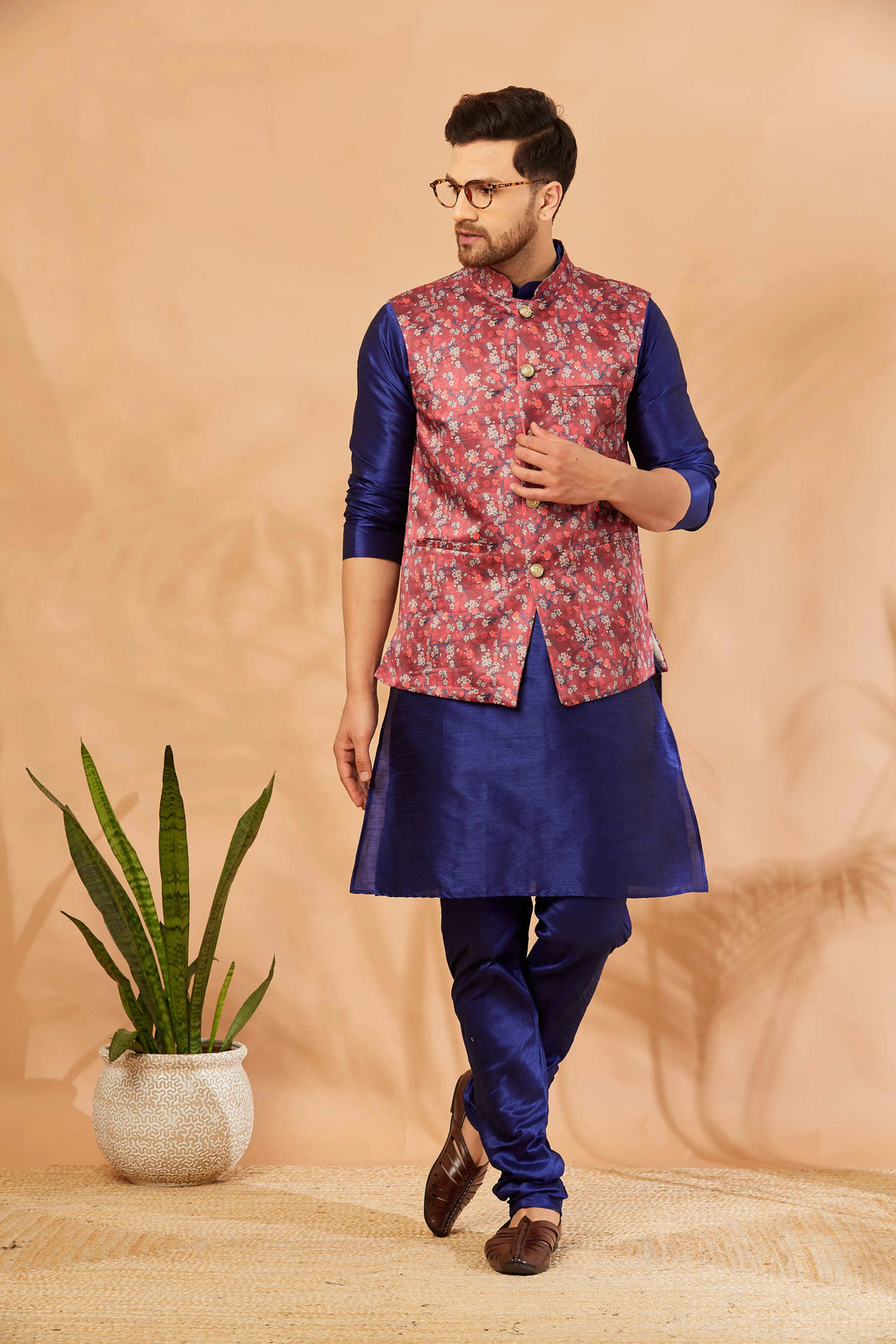 Bold Elegance Redefine Your Style with our Red Nehru Jacket for Men