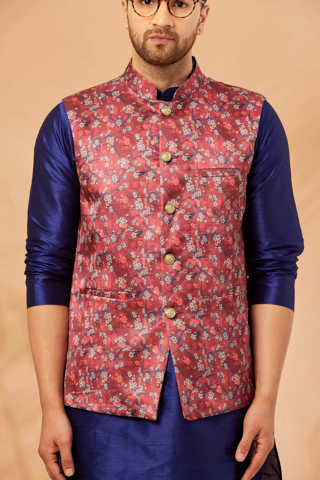 Bold Elegance Redefine Your Style with our Red Nehru Jacket for Men