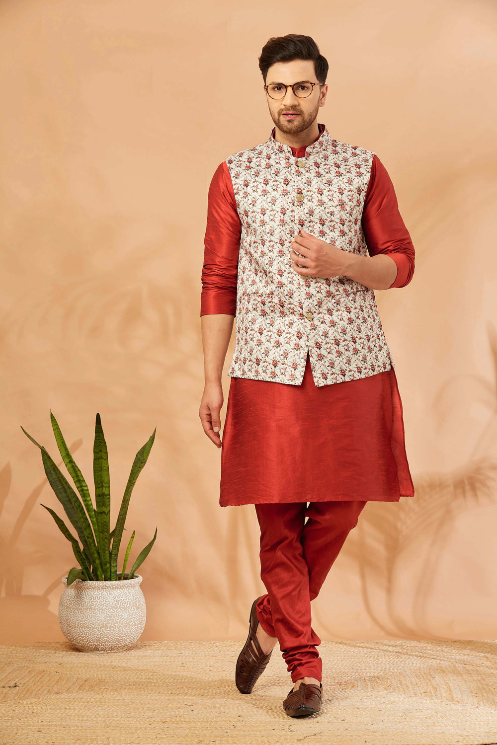 Exquisite Elegance Silk Modi Jacket and Kurta Pajama Set