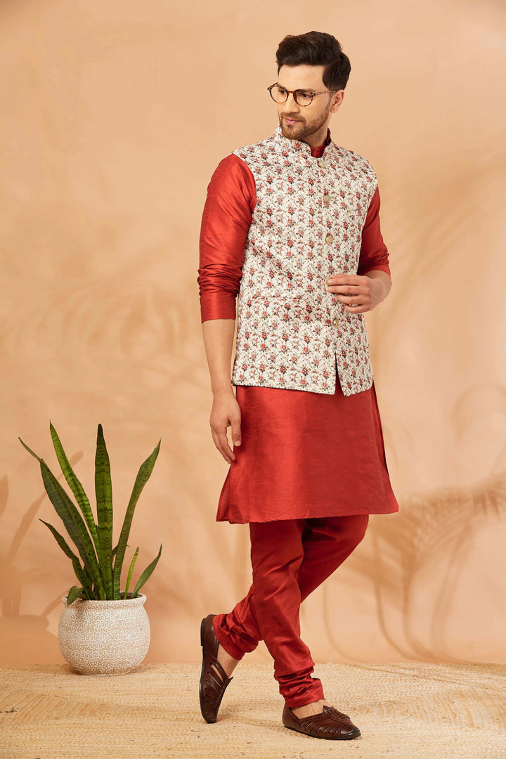 Exquisite Elegance Silk Modi Jacket and Kurta Pajama Set