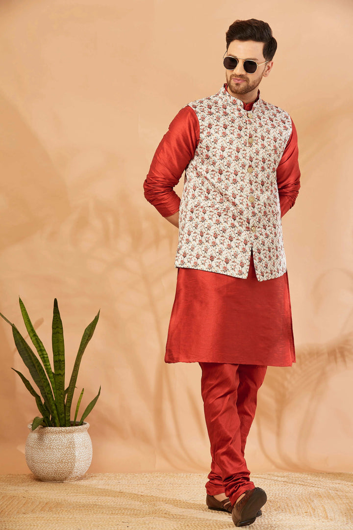 Exquisite Elegance Silk Modi Jacket and Kurta Pajama Set