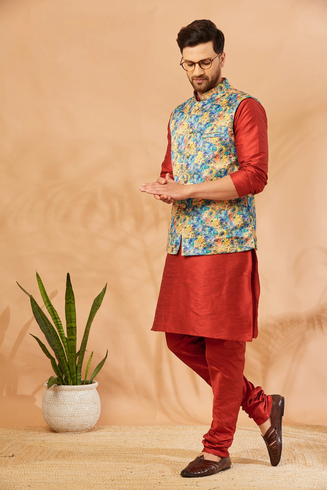 Men's Timeless Elegance Elevate Your Style with our Exquisite Jacket Kurta Churidar Pajama Sets