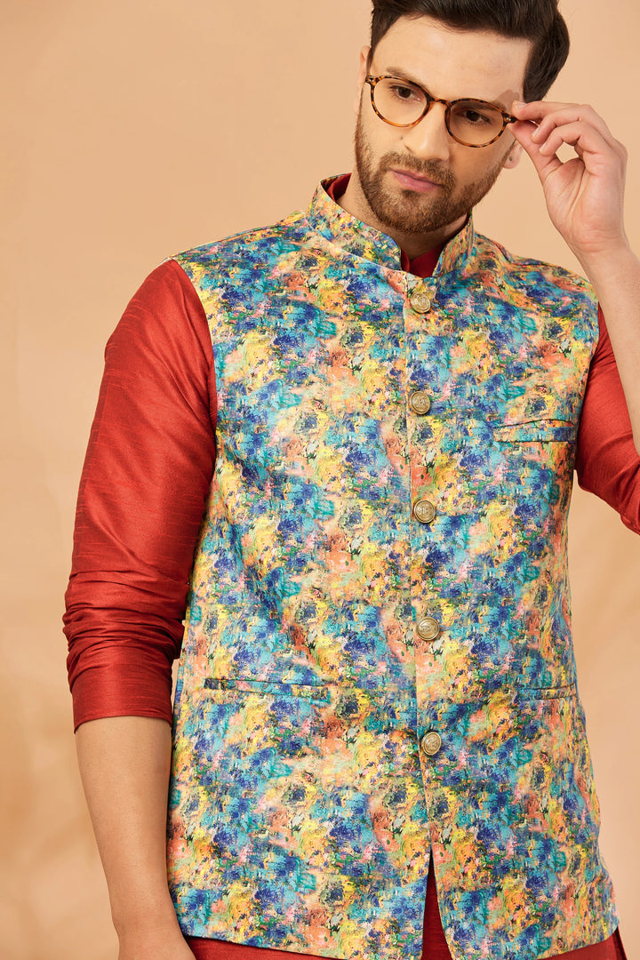 Men's Timeless Elegance Elevate Your Style with our Exquisite Jacket Kurta Churidar Pajama Sets