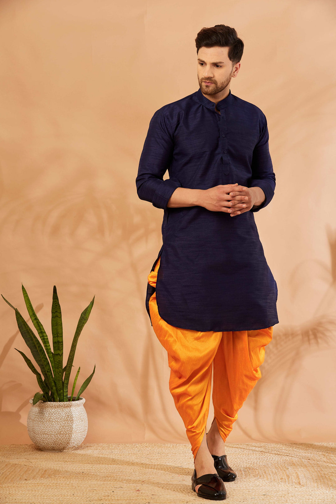 Men's Orange Authentic Indian Dhoti Elevate Your Ethnic Style