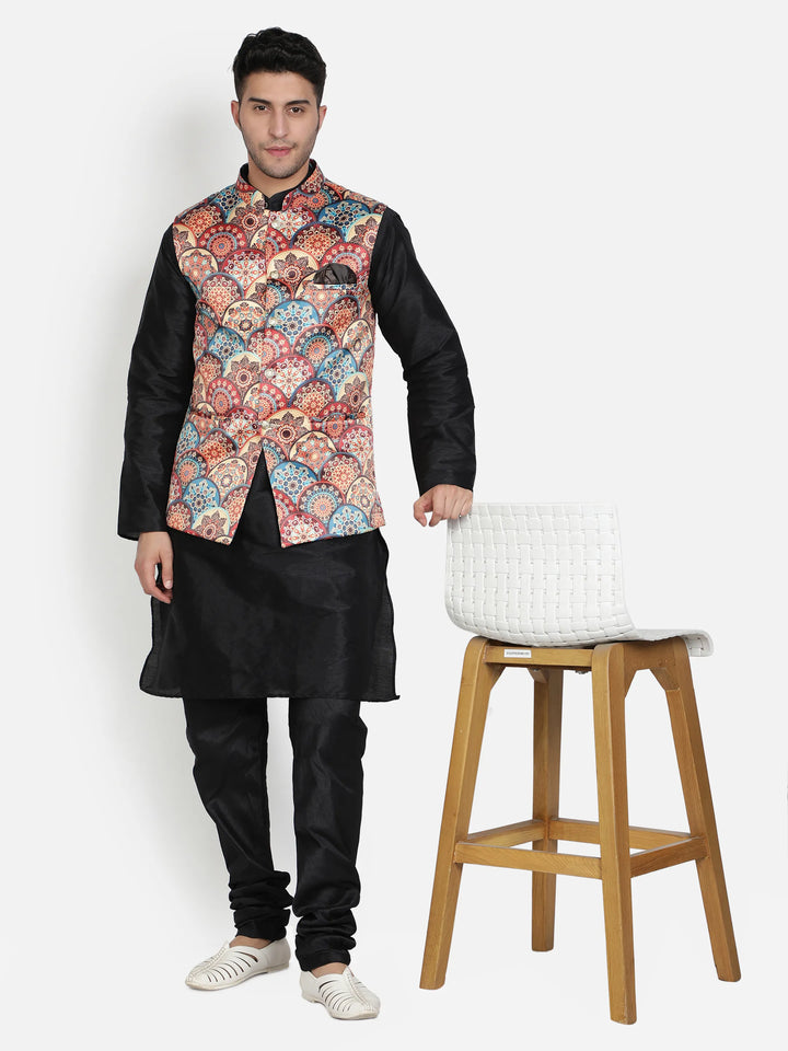 Multi-Colour Flower Print Modi Jacket for Men