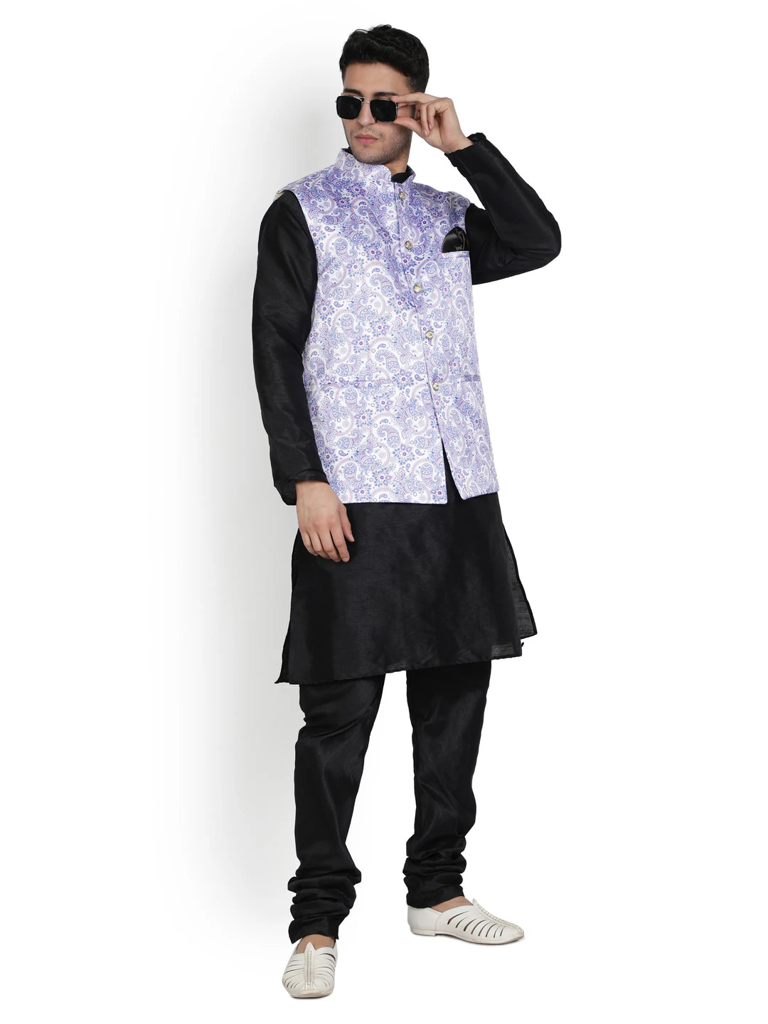 Royal Blue Reverie Unveil Style with Our Printed Modi Jacket for Men