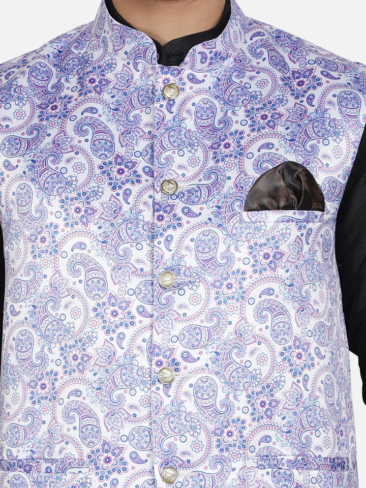 Royal Blue Reverie Unveil Style with Our Printed Modi Jacket for Men