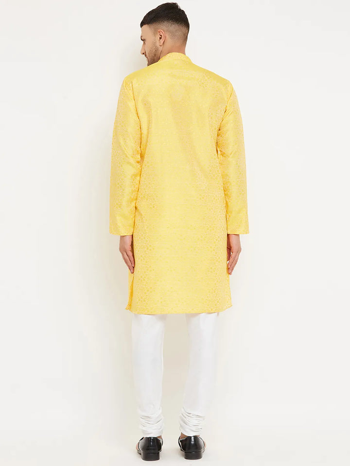 Sunny Splendor Yellow Designer Kurta Churidar Sets for Men's Distinctive Elegance