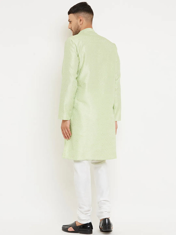 Serenade in Style Pista Green Designer Kurta Churidar Sets for Men's Distinctive Elegance