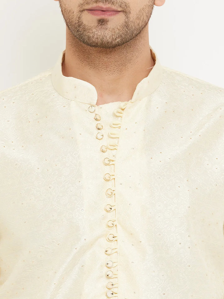 Effortless Elegance Cream Designer Kurta Churidar Sets for Men's Distinctive Style