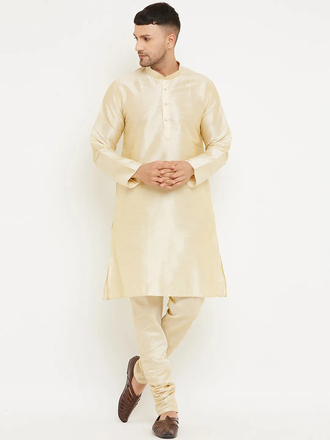 Timeless Elegance Beige Nehru Jacket Kurta with Churidar Pajama Set for Men – Classic Charm in Subtle Hues