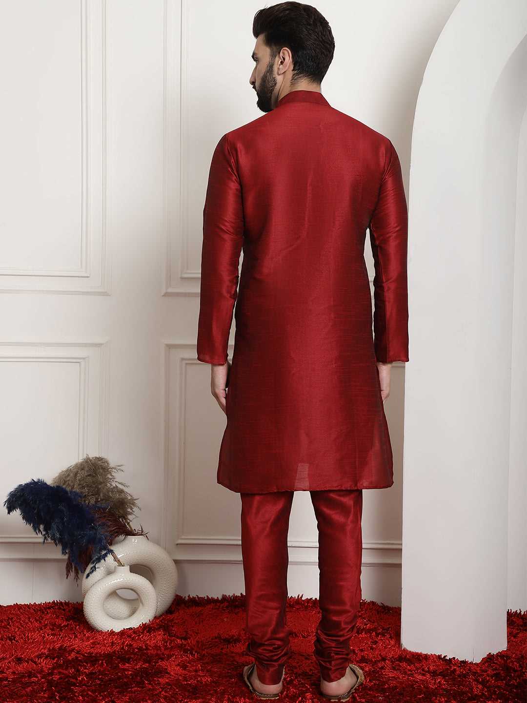 Crimson Allure Red Silk Dupion Kurta and Churidar Set