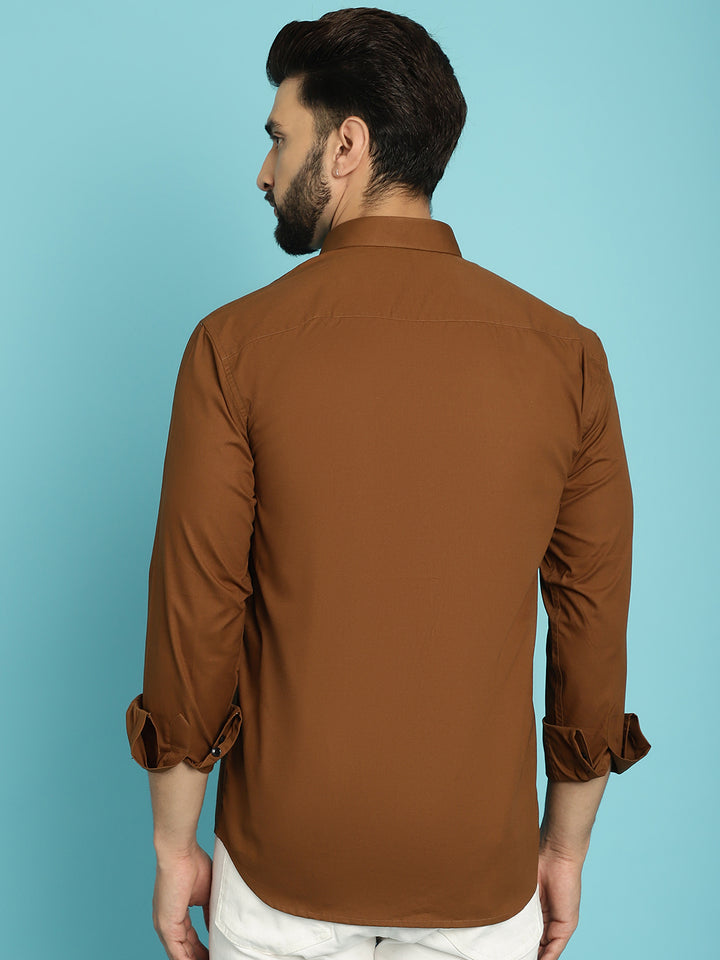 Men's Discover Comfort and Style in Our Coffee-Coloured Casual Shirt