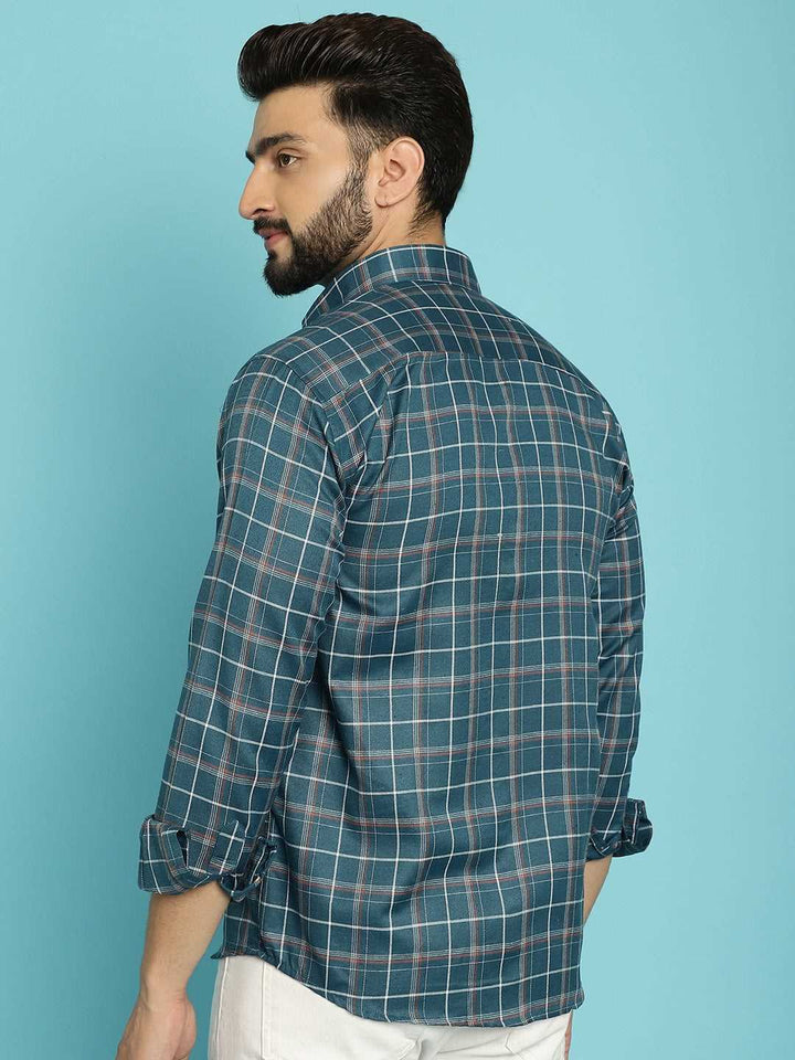 Fresh Style Explore Men's Checked Green Cotton Shirts