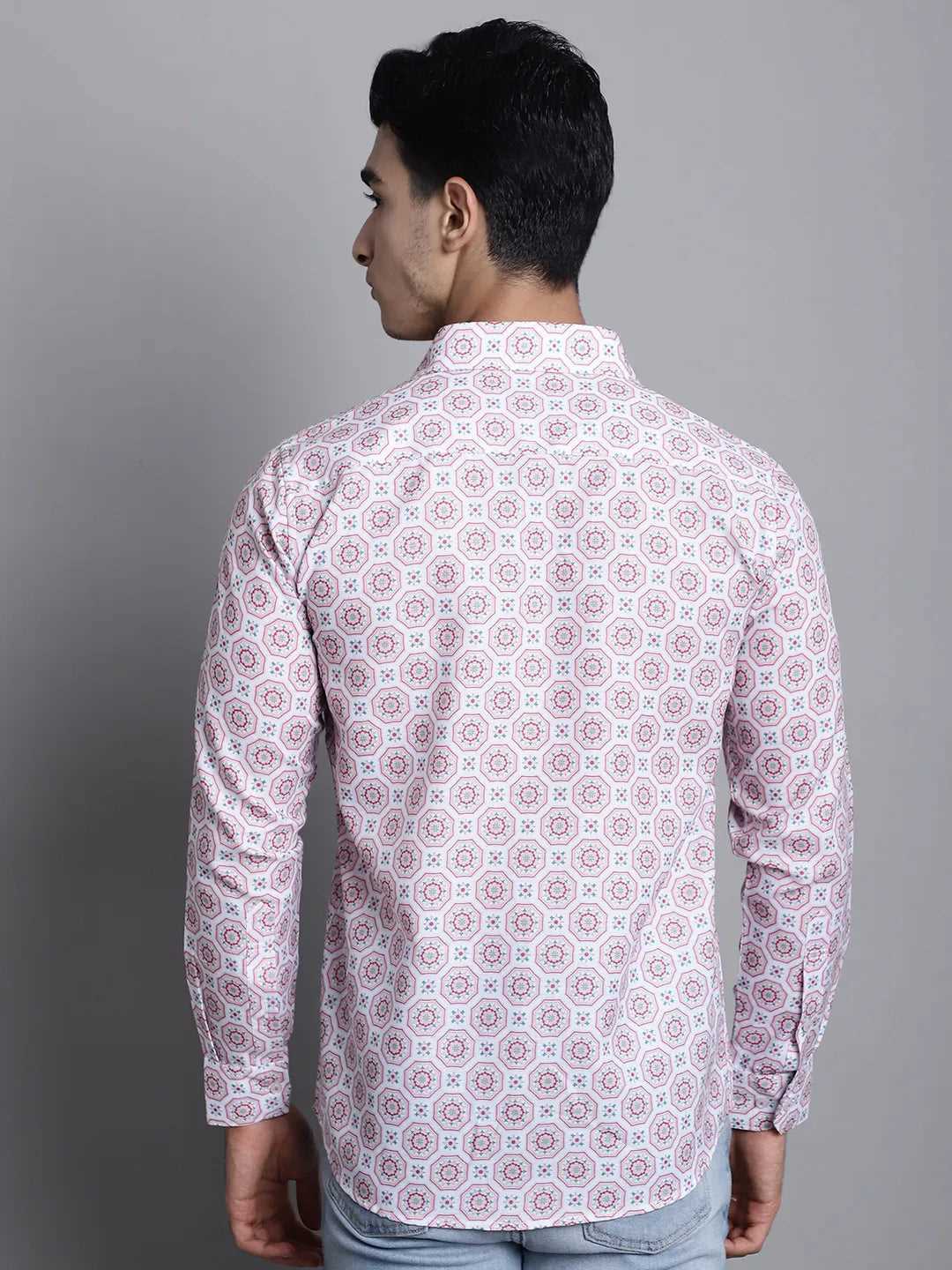 Discover White and Peach Men's Printed Shirts