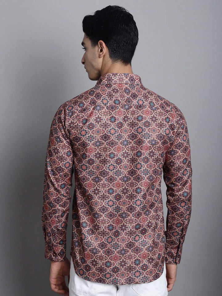 Earthly Elegance Men's Printed Shirts in Rich Brown Hues for Timeless Style