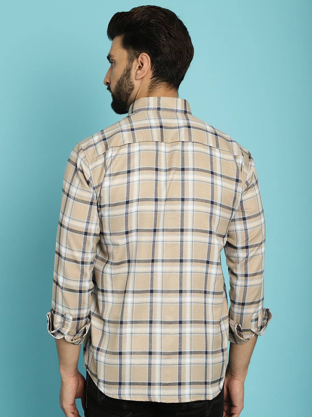 Men's Upgrade Your Wardrobe with Our Beige Check Shirt