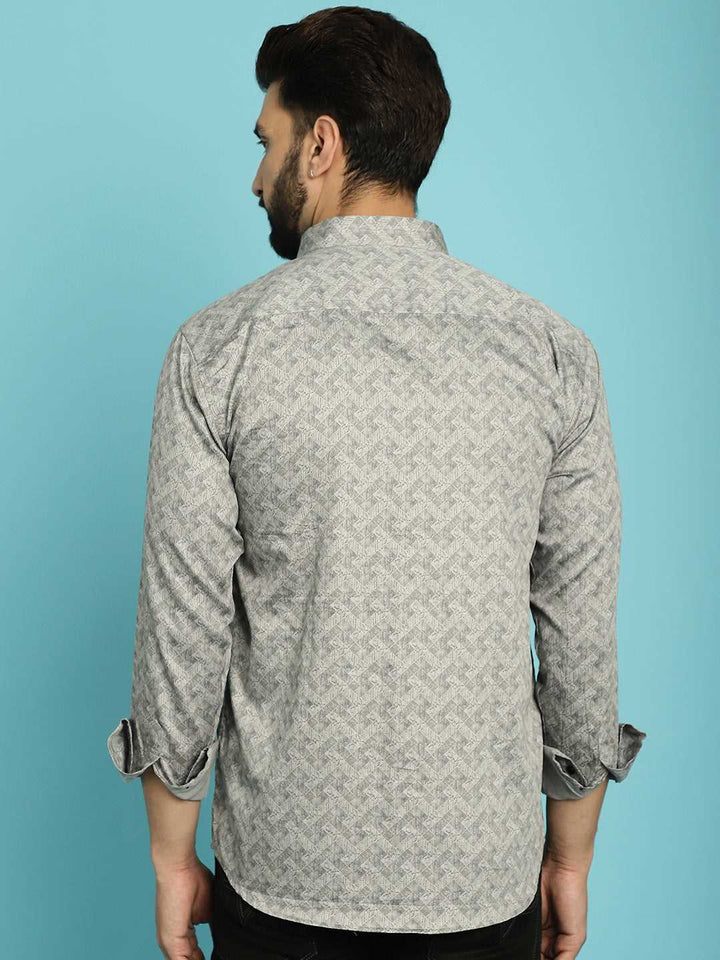 Contemporary Charisma Grey Printed Shirt for Men