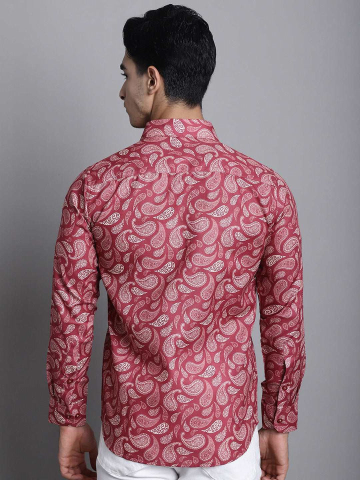 Bold Style Redefined Elevate Your Wardrobe with our Men's Red Printed Cotton Shirt