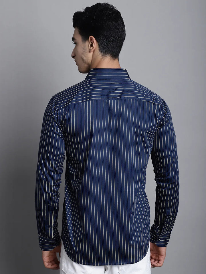 Navy Blue Lining Satin Cotton Shirts for Men Elevate Your Style with Sophisticated Elegance