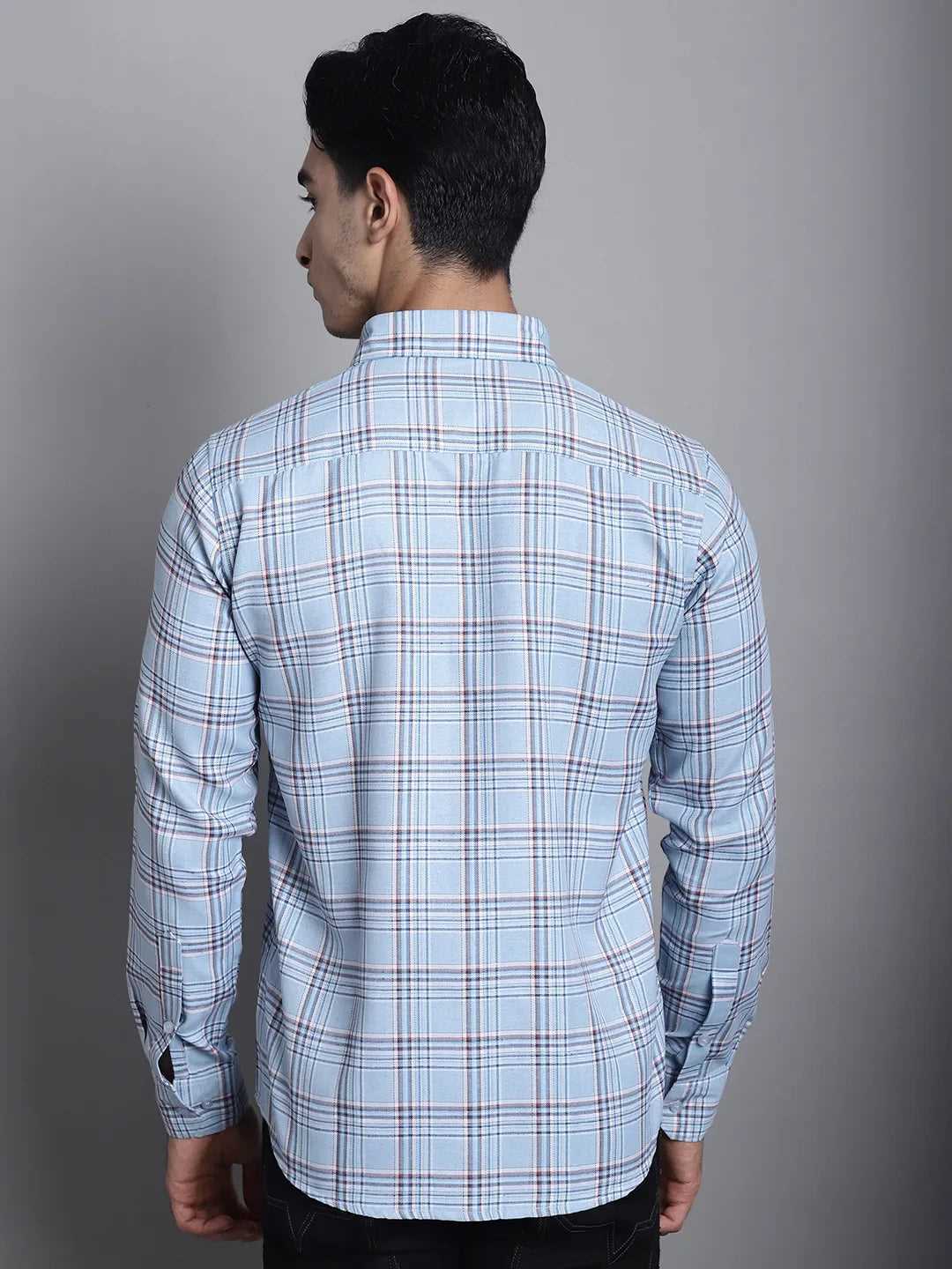 Effortless Elegance Men's Sky Blue Check Shirt