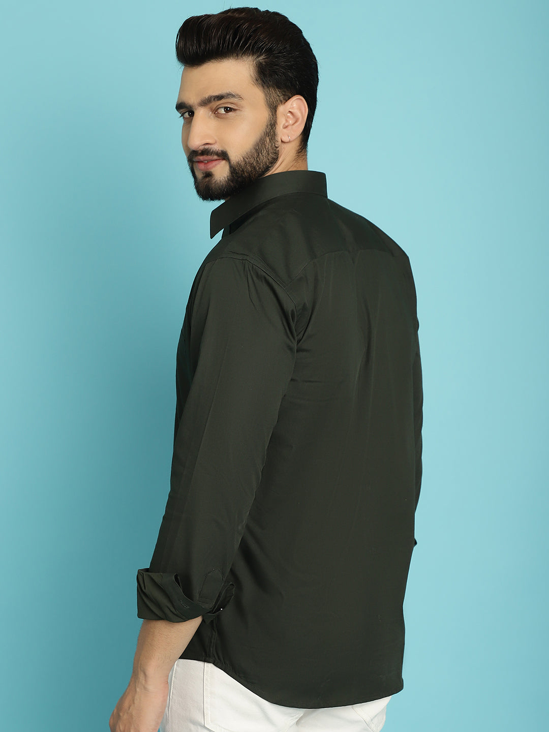 Men's Embrace Effortless Style with Our Olive-Coloured Casual Shirt