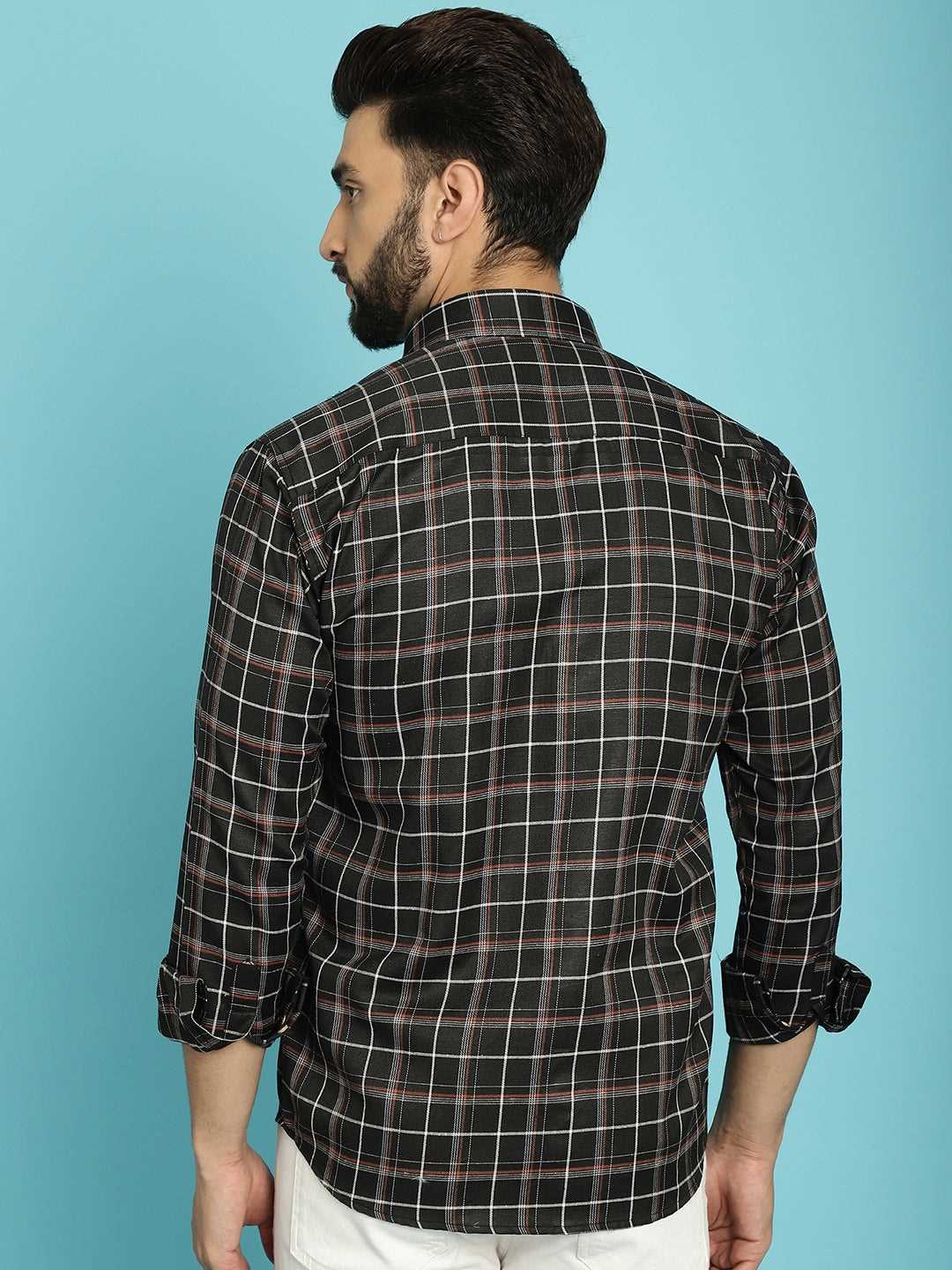 Classic Charm Explore Our Men's Checked Black Cotton Shirts