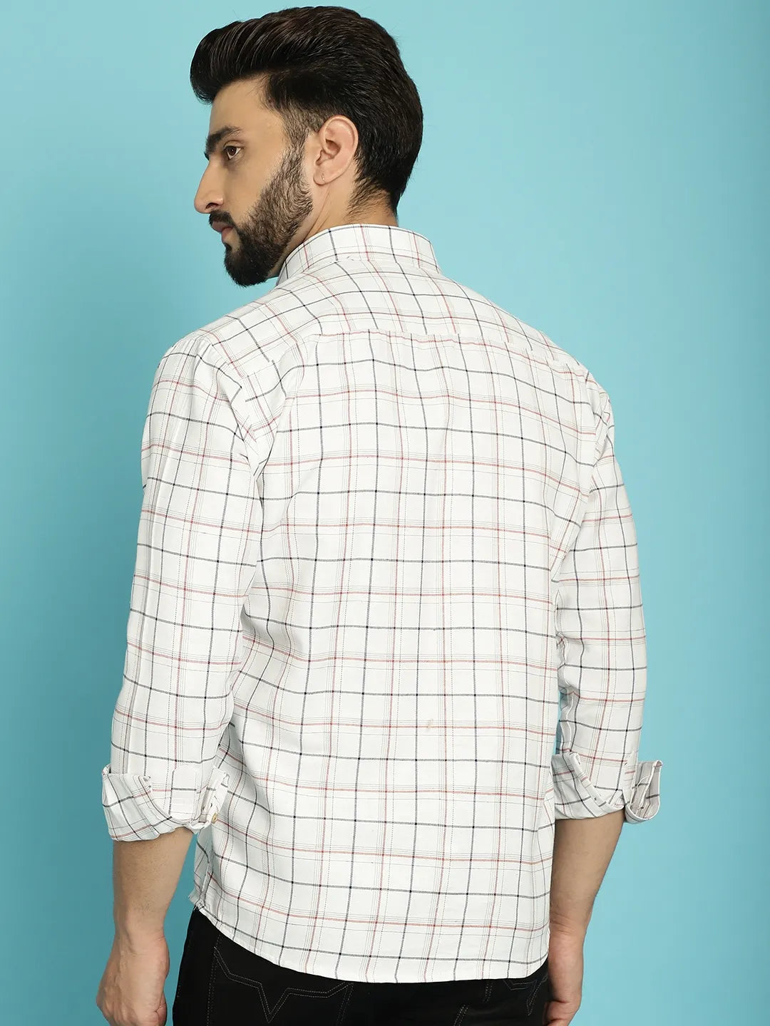 Timeless Elegance White Checked Shirt for Men – Classic Patterns, Modern Style