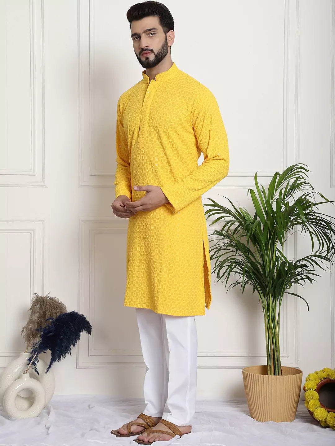 Men's Radiant Yellow Kurta Pant: Embrace Vibrant Traditional Style