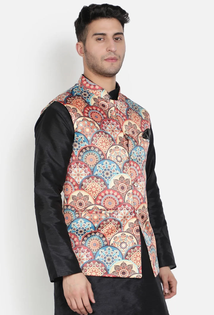 Multi-Colour Flower Print Modi Jacket for Men