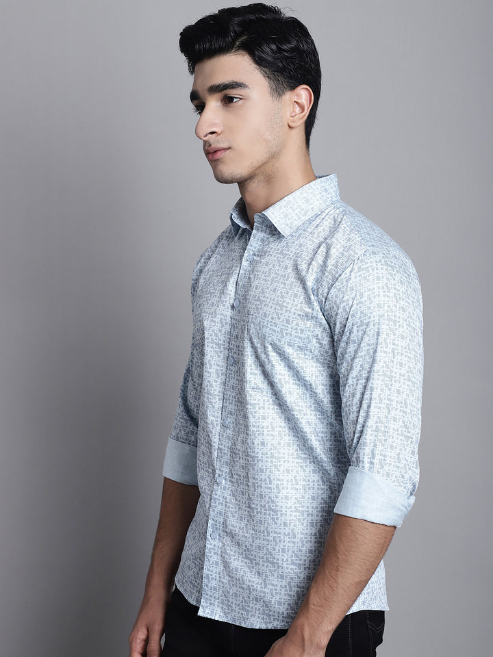 Sky Blue Elegance Explore Our Printed Shirts for Men in Refreshing Hues