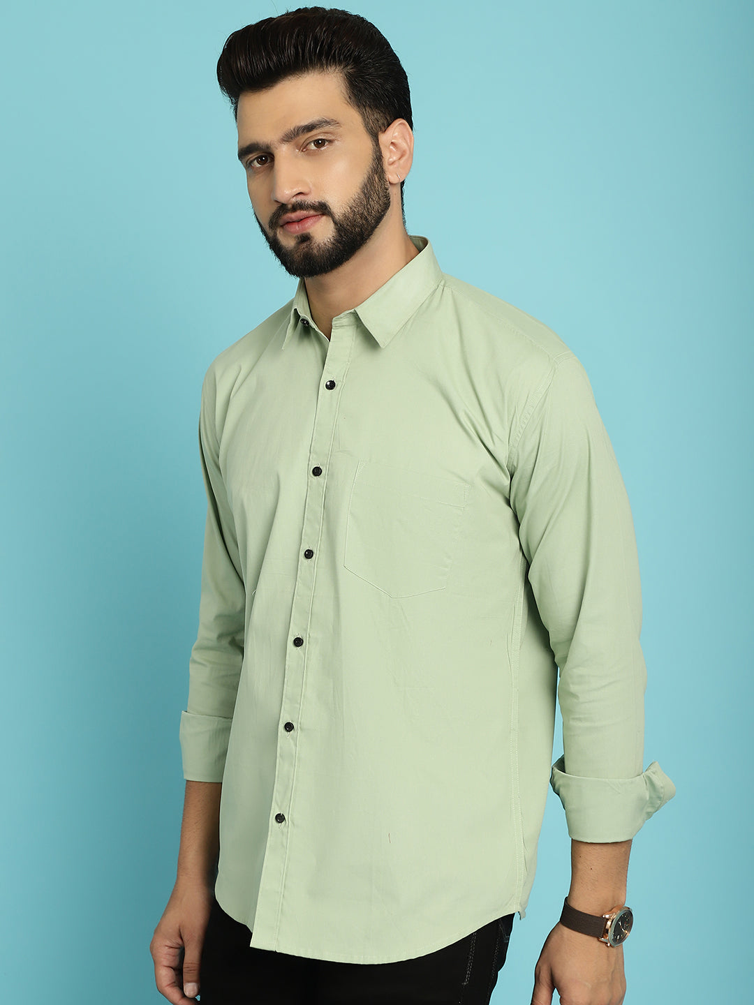 Men's Elevate Your Style with Our Green Casual Shirt