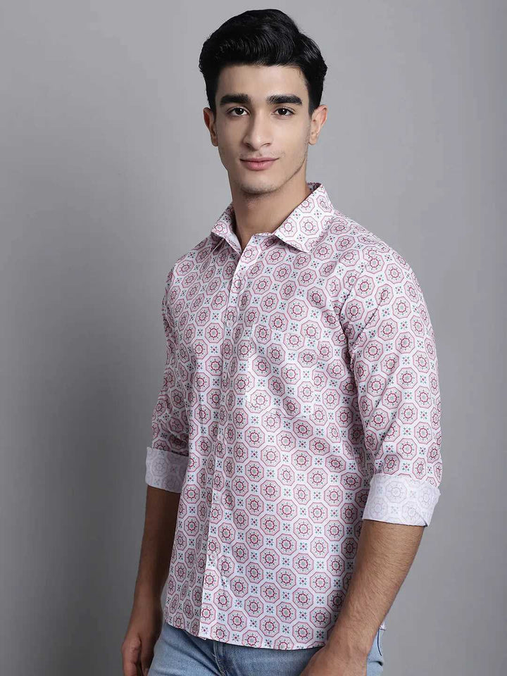 Discover White and Peach Men's Printed Shirts