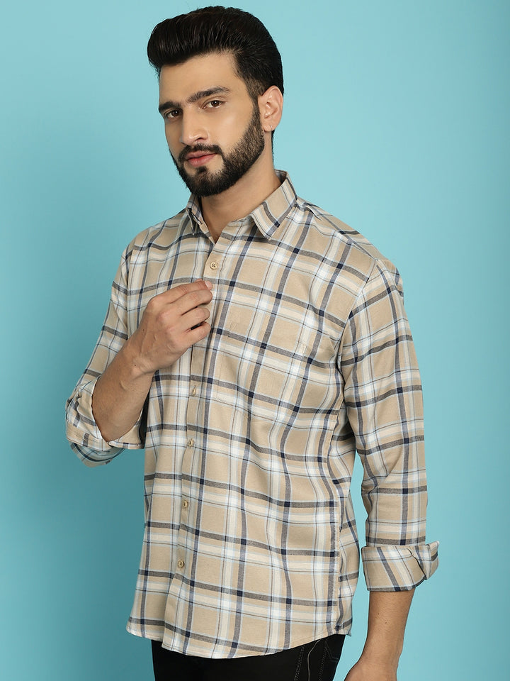 Men's Upgrade Your Wardrobe with Our Beige Check Shirt