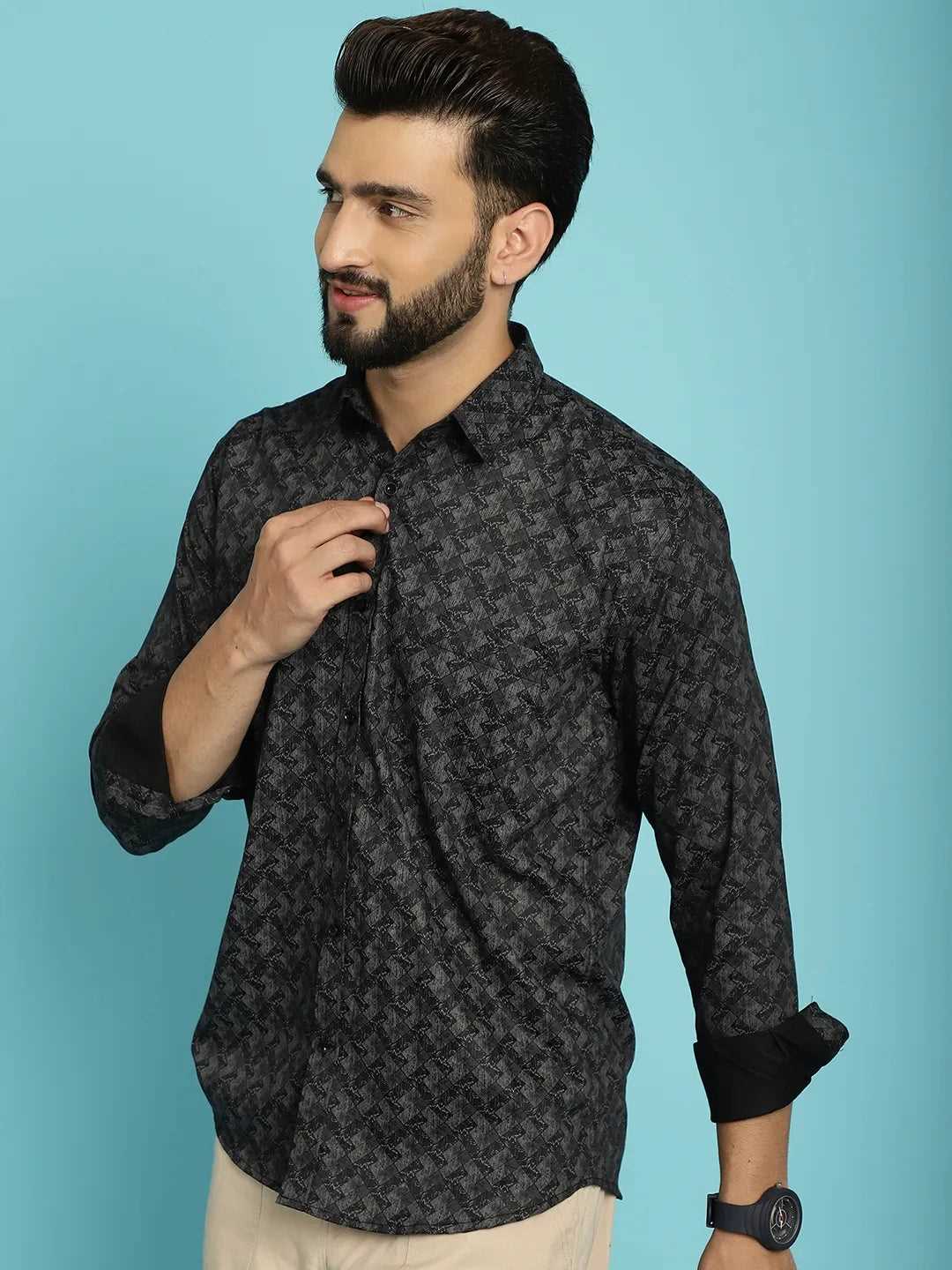 Bold Statements Black Printed Shirt for Men