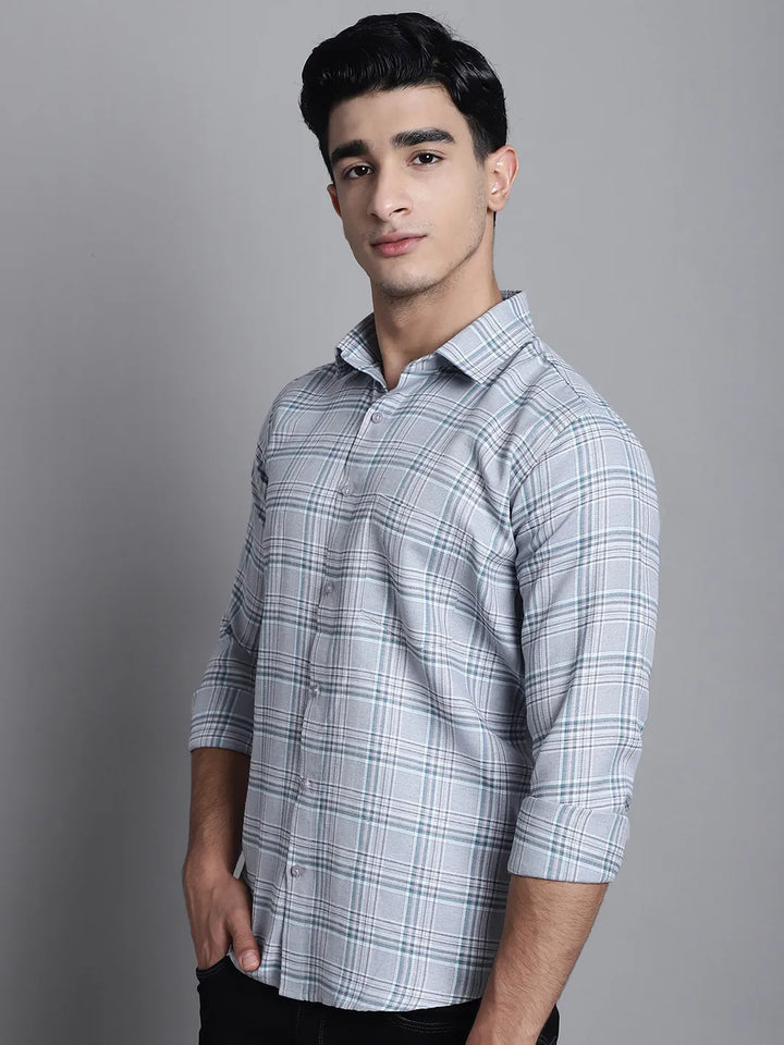 Sophisticated Simplicity Men's Grey Check Cotton Shirt – Classic Checks, Contemporary Style