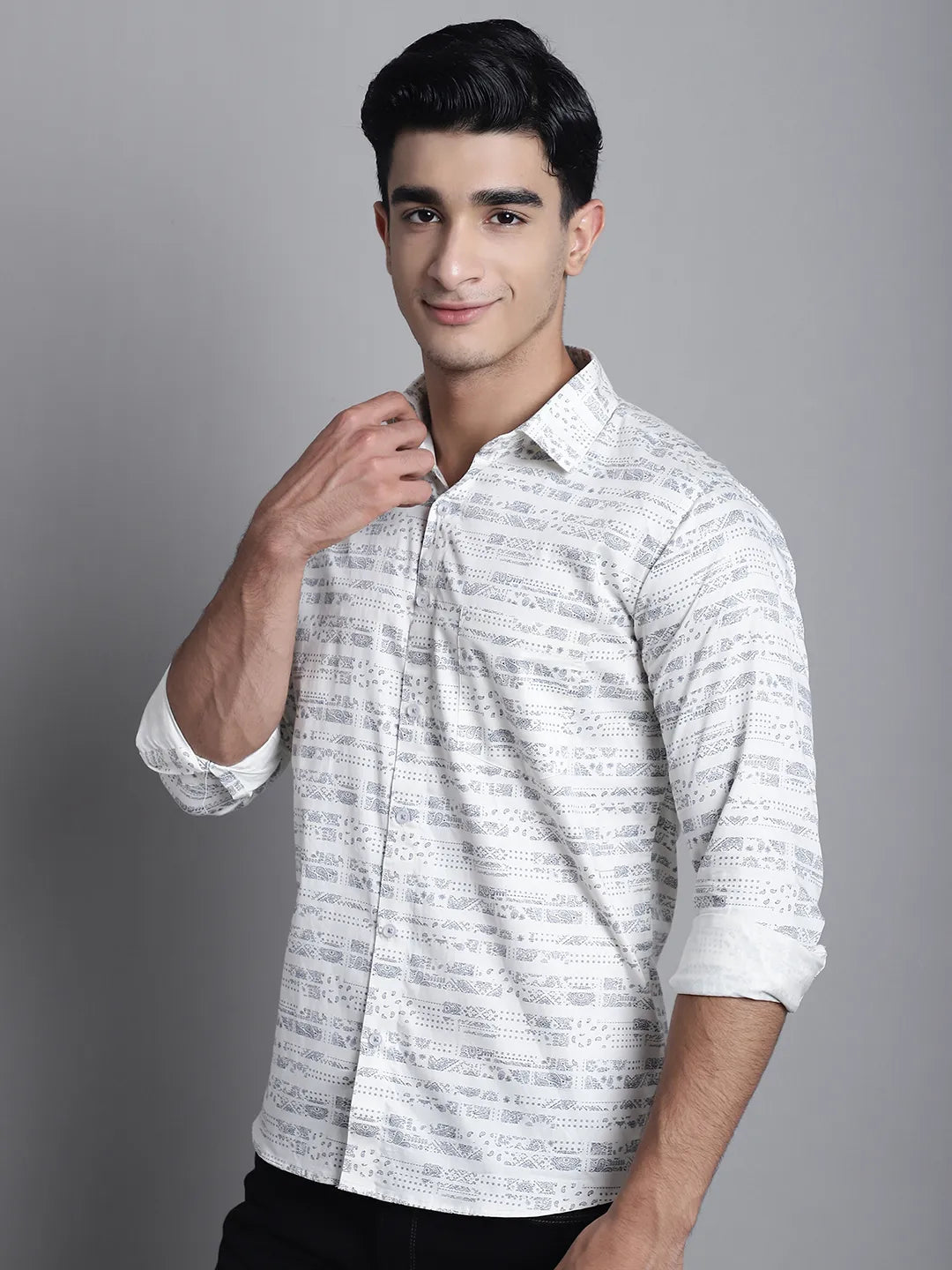 Timeless Elegance Discover the Crisp Sophistication of Our White Printed Shirts for Men