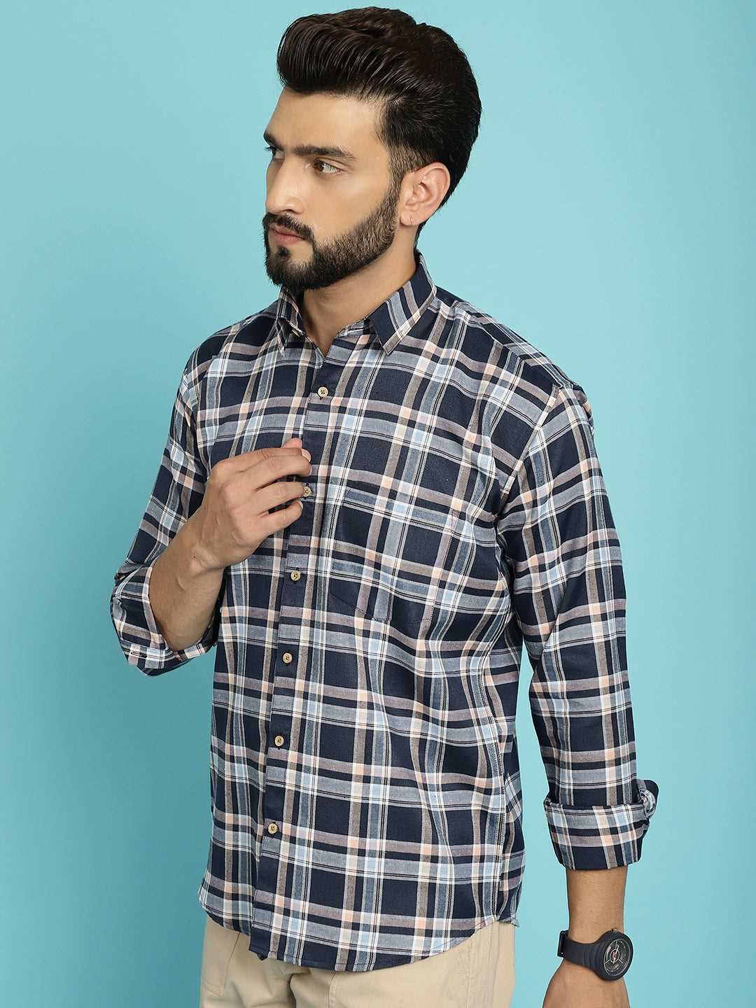 Men's Elevate Your Look with Our Black Check Shirt