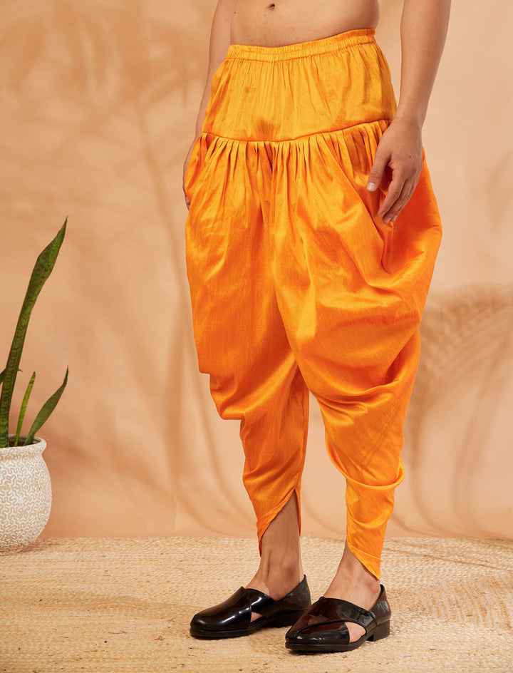 Men's Orange Authentic Indian Dhoti Elevate Your Ethnic Style