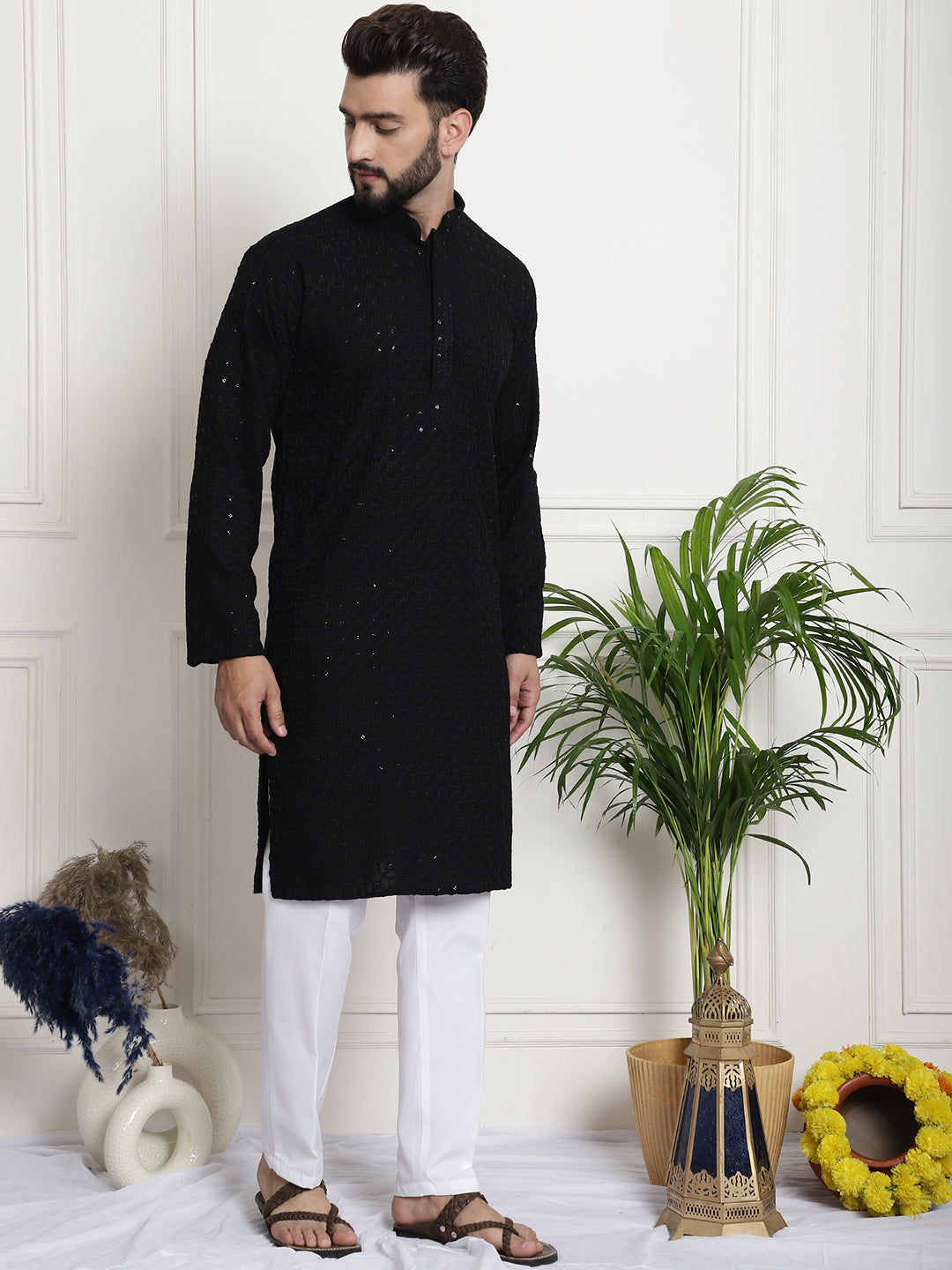 Men's Timeless Black Cotton Kurta Pants Unleash Elegance in Simplicity