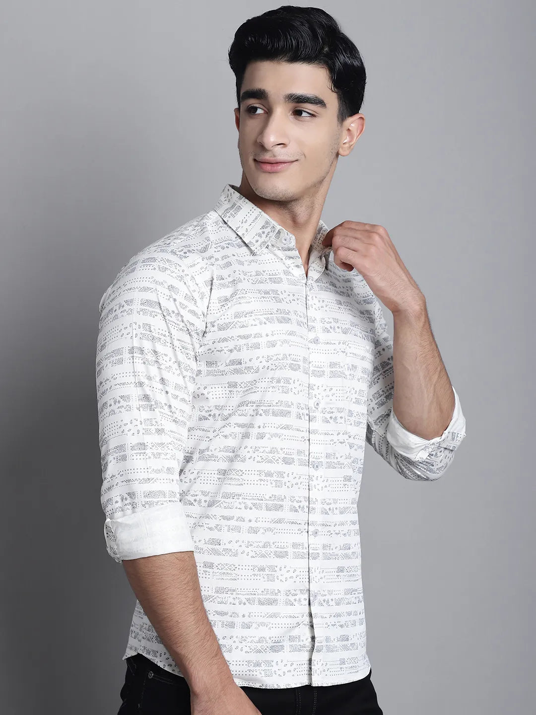 Timeless Elegance Discover the Crisp Sophistication of Our White Printed Shirts for Men