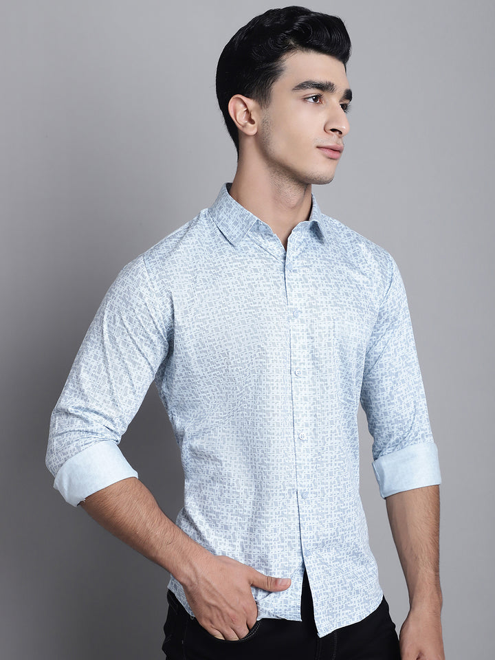 Sky Blue Elegance Explore Our Printed Shirts for Men in Refreshing Hues