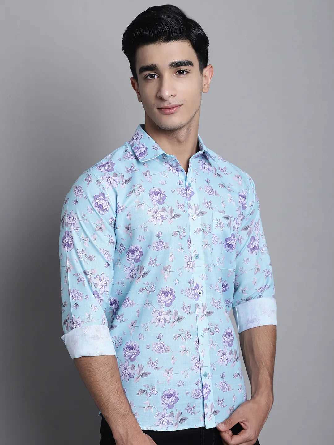 Blue Horizon Elevate Your Style with Men's Printed Shirts in Captivating Blue Designs