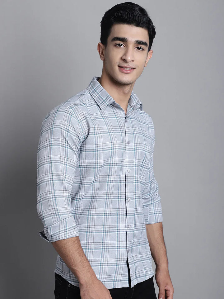 Sophisticated Simplicity Men's Grey Check Cotton Shirt – Classic Checks, Contemporary Style